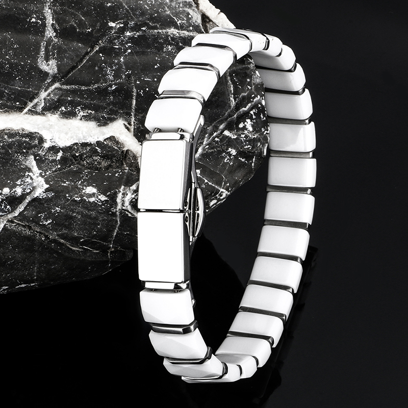 White Black Men Health Bracele - Ceramic Link Bracelet avis et prix