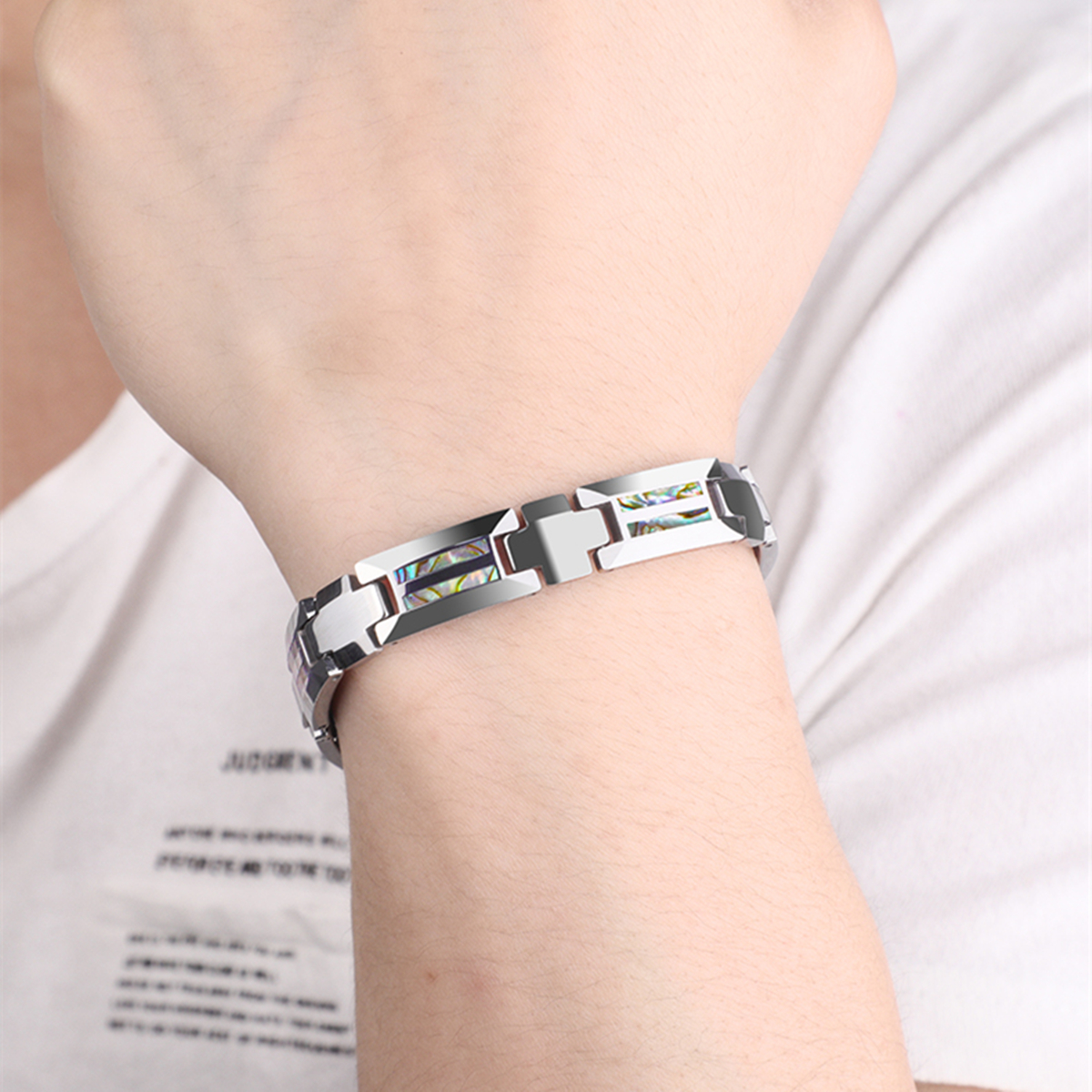 Abalone Shell Tungsten Steel B - Ceramic Link Bracelet avis et prix