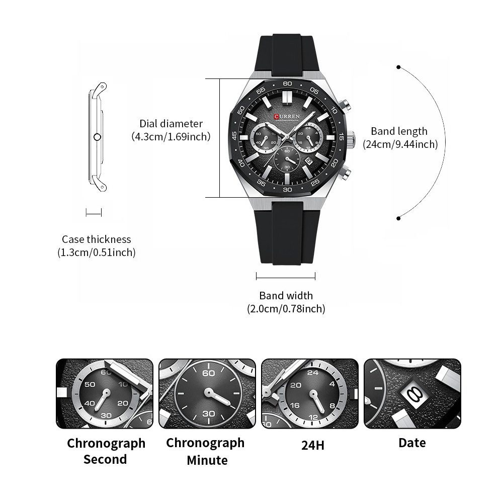 CURREN Fashion Casual Men Spor - Accessories With Watch avis et prix