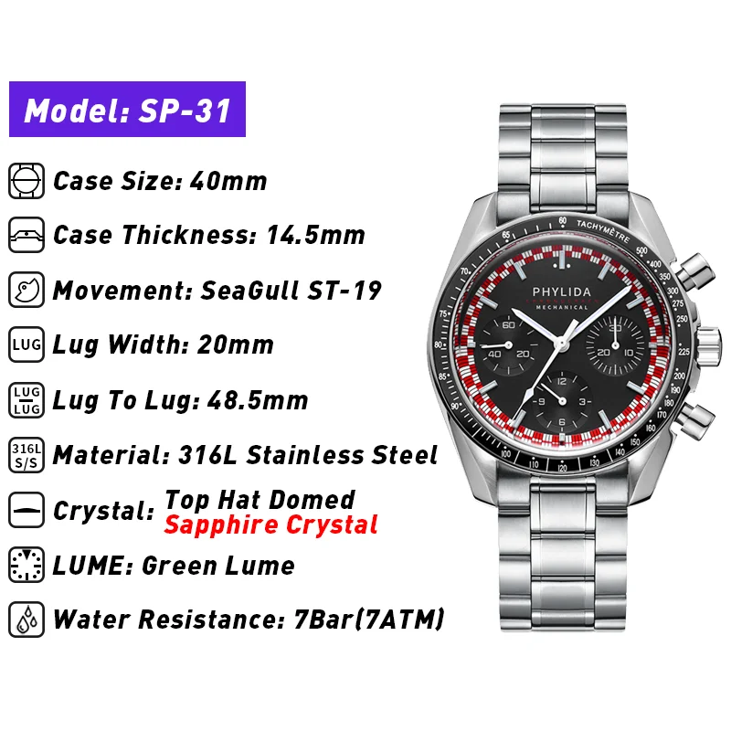 PHYLIDA 40mm Men's Watch ST19  - Accessories With Watch avis et prix