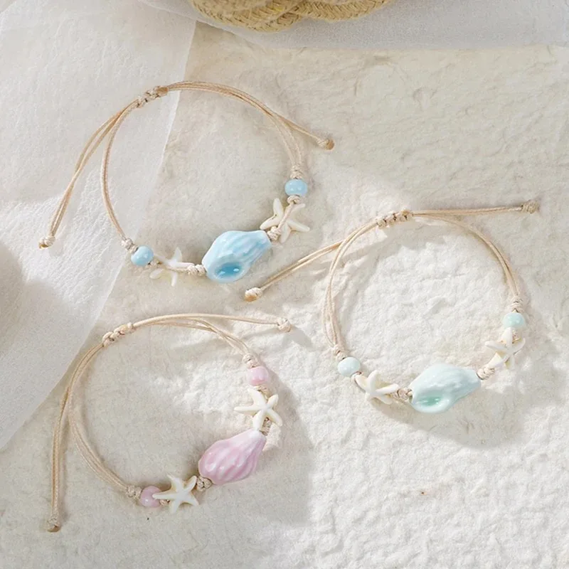 Bohemian Conch Starfish Shells - Ceramic Link Bracelet avis et prix