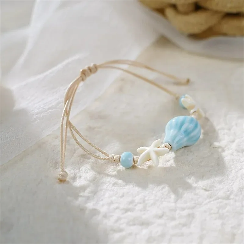 Bohemian Conch Starfish Shells - Ceramic Link Bracelet avis et prix